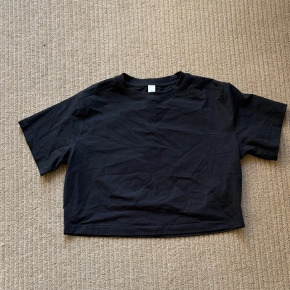 lululemon athletica All Yours Organic Cotton Cropped T-Shirt, Black, S - Picture 1 of 6